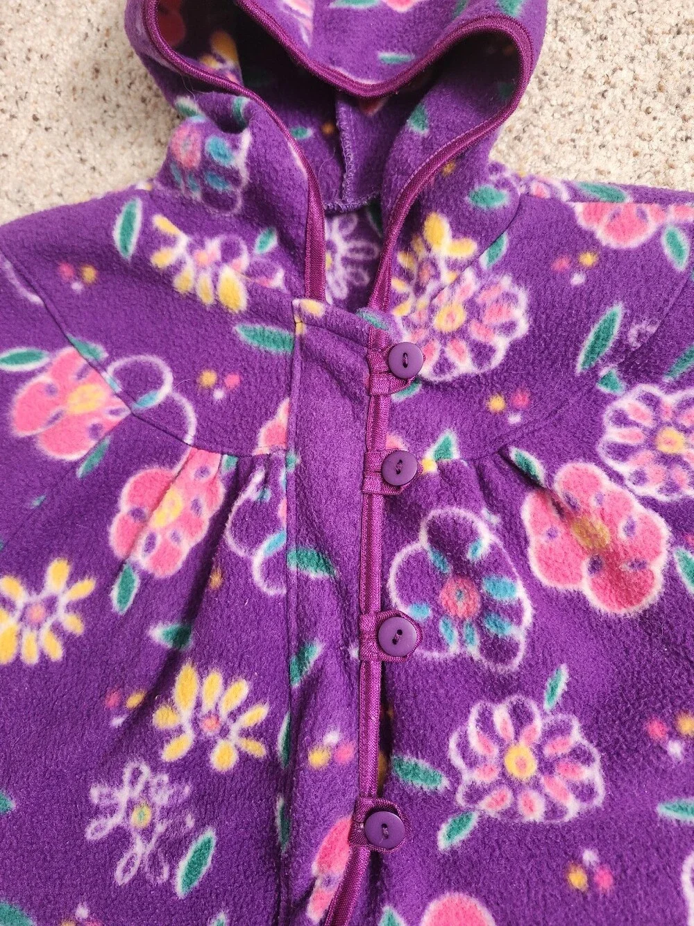 Vintage Purple Floral Fleece Hooded Winter Jumpsuit